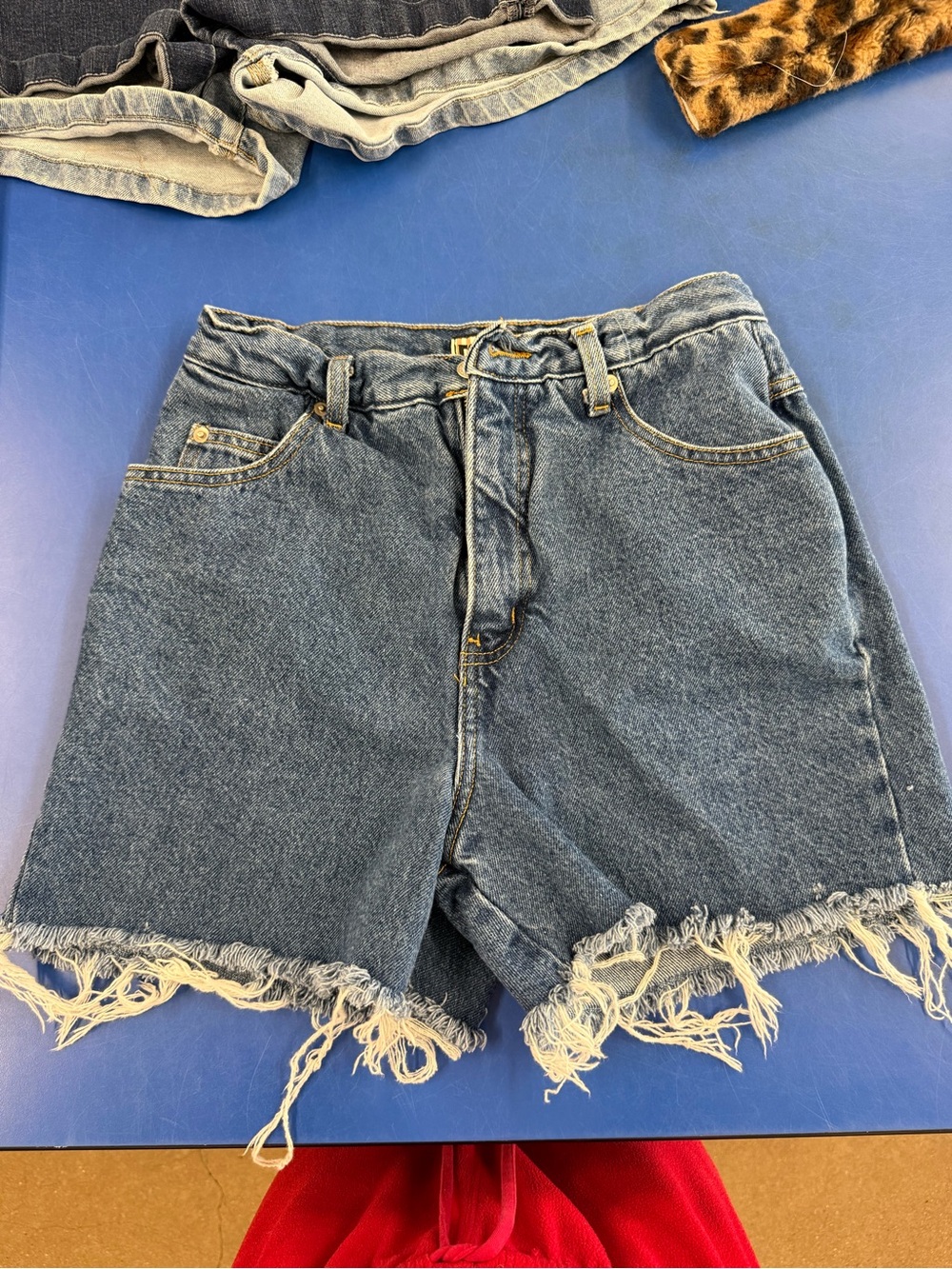 Forenza Dark Blue High-Rise Distressed Denim Shorts